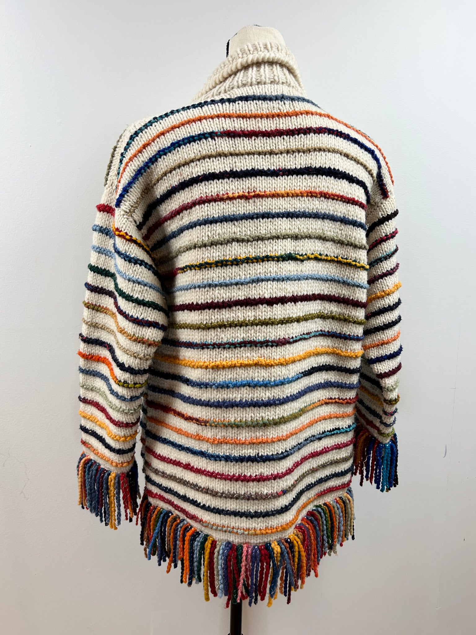 Hand Knit Wool Fringed Sweater