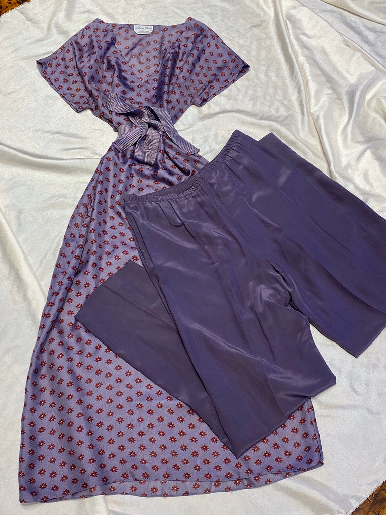 Calvin Klein Purple Silk Tunic / Pant Set
