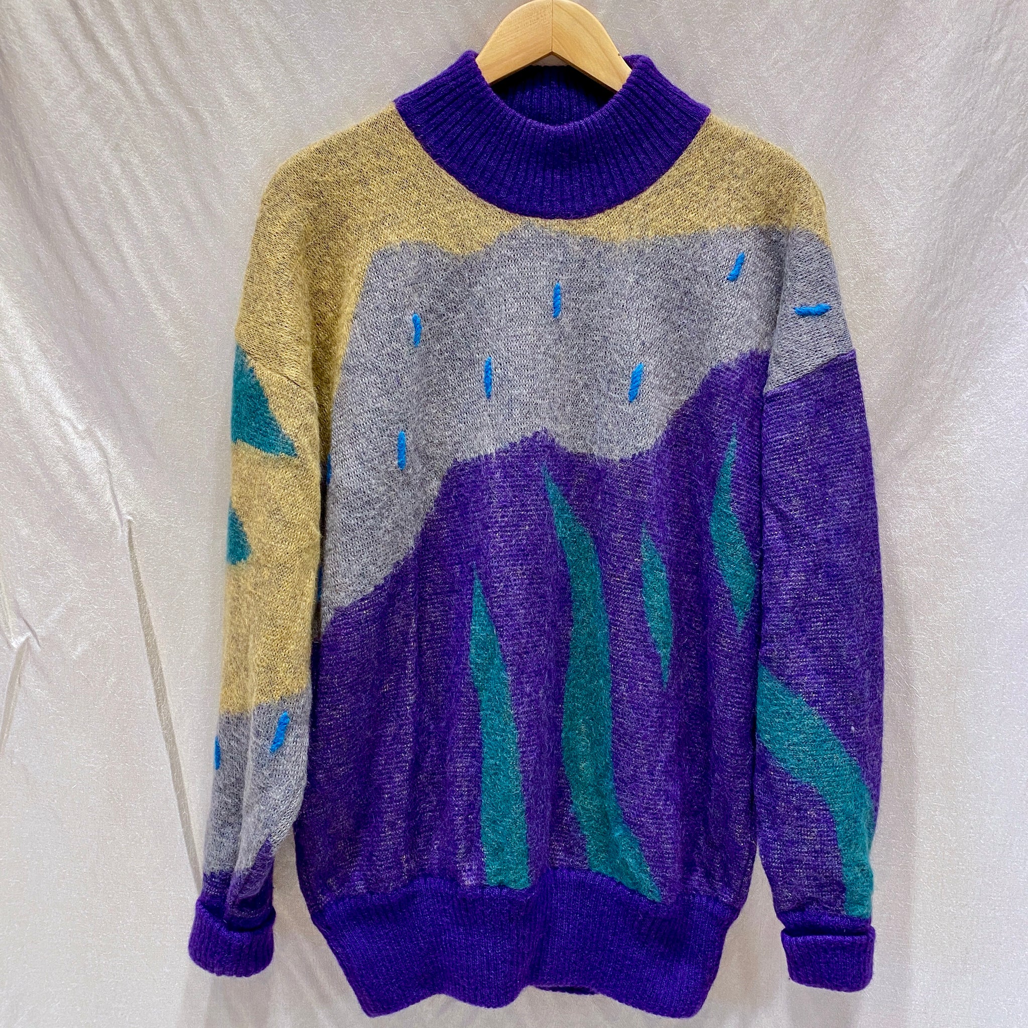 Abstract Mohair Mockneck Sweater