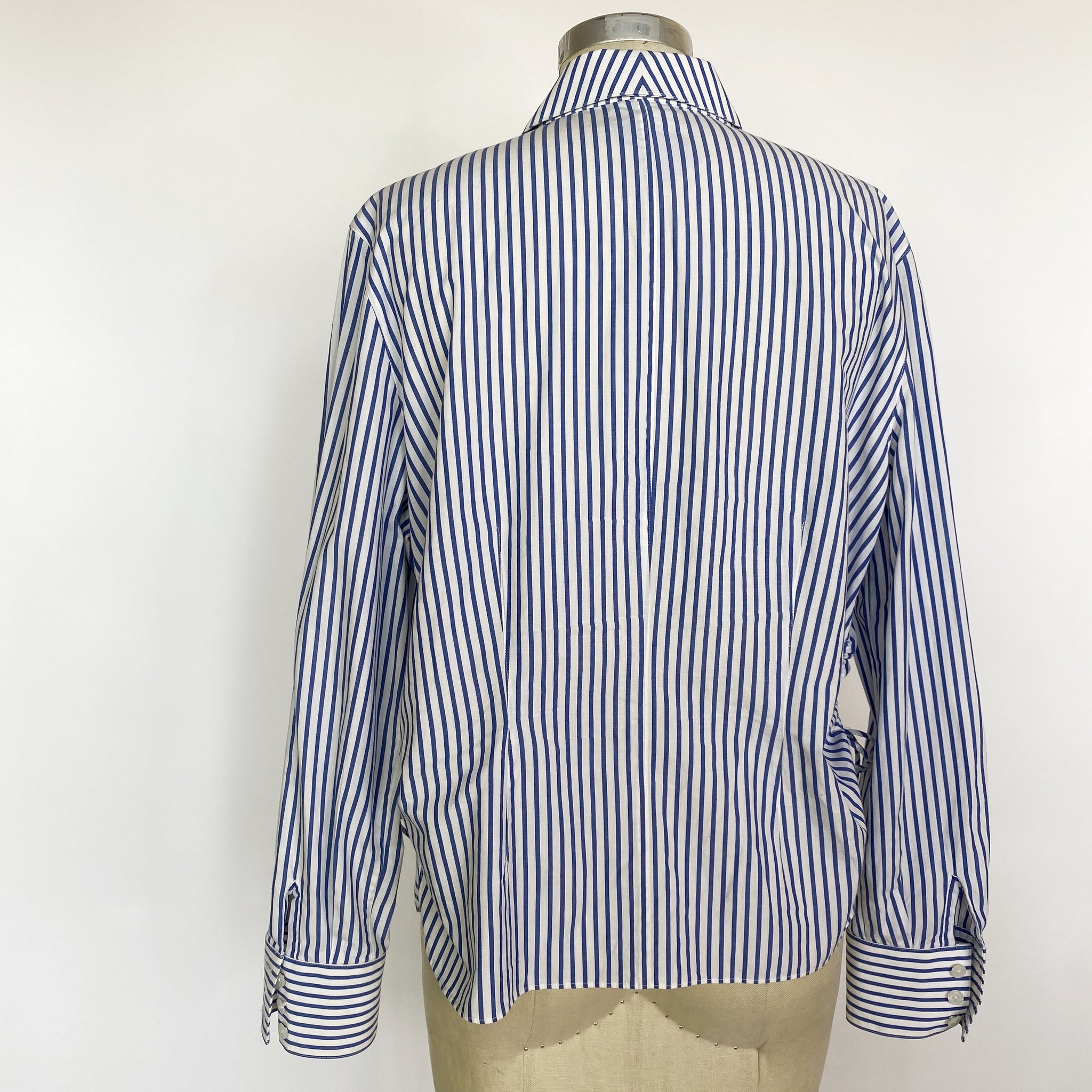 Pinstripe Scrunch Cotton Collared Blouse DONATED
